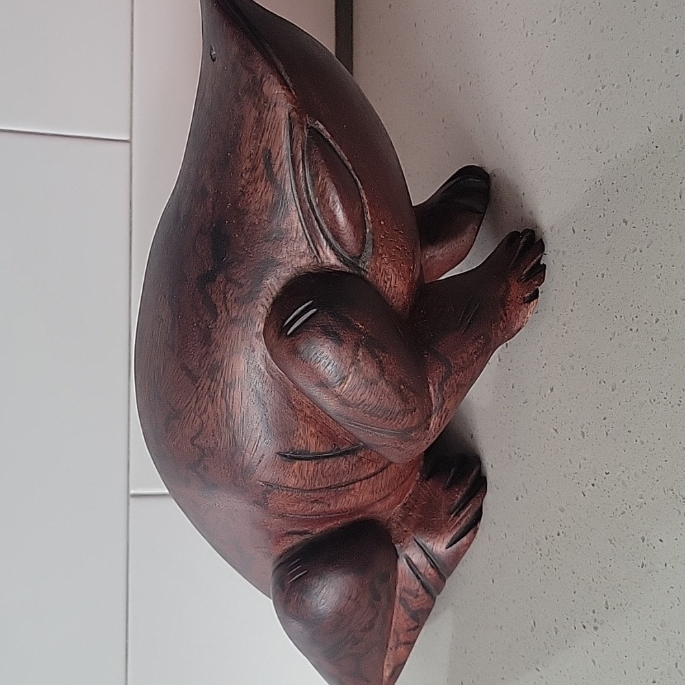 MCM Vintage Handcarved Wooden Frog Mahogany Color